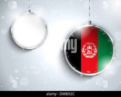 Vektor - Frohe Weihnachten Silber Ball mit Flagge Afghanistan Stockfoto