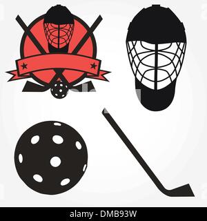 Vektor-Unihockey-Floorball-Hockey-Icon-set Stock Vektor