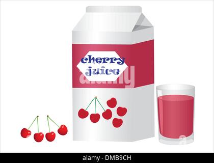 Box und Glas mit Kirschsaft Stock Vektor
