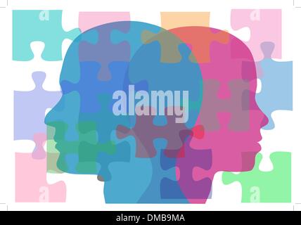 Männliche und weibliche Menschen Probleme paar puzzle Lösung Stock Vektor