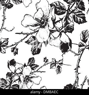 nahtlose monochrome Blumenmuster (Vektor) Stock Vektor