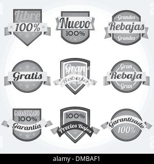 Setzen Sie spanische Vektor Etiketten gratis Retro-Vertrieb... Stock Vektor