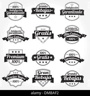 Setzen Sie spanische Vektor Etiketten gratis Retro-Vertrieb... Stock Vektor