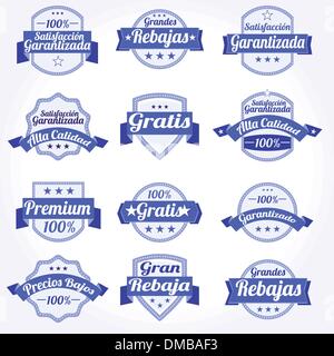Setzen Sie spanische Vektor Etiketten gratis Retro-Vertrieb... Stock Vektor