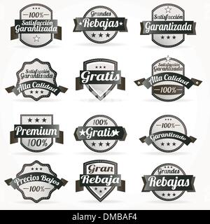 Setzen Sie spanische Vektor Etiketten gratis Retro-Vertrieb... Stock Vektor