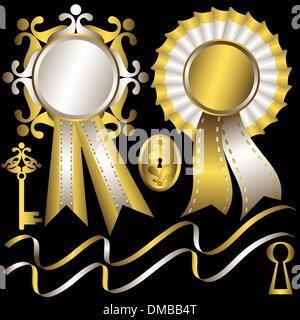 Gold und Silber Elemente festlegen Stock Vektor