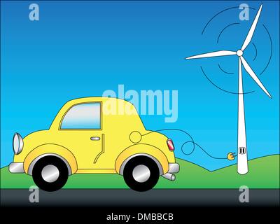 Öko Auto und windturbine Stock Vektor