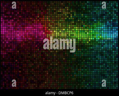 Multicolor abstrakt Lichter Disco Hintergrund. Quadratische Pixel Mosaik Stock Vektor