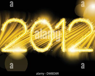 2012 abstrakte goldene Wellen auf schwarzem Hintergrund Stock Vektor