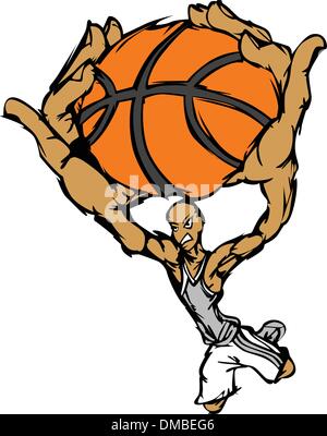 Basketball Spieler Cartoon Dunking Basketball-Vektor-Illustration Stock Vektor