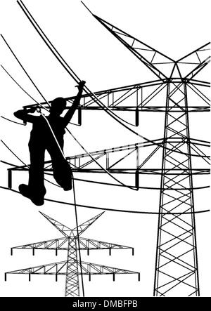 elektrische Turm Konstruktionen arbeiten Stock Vektor