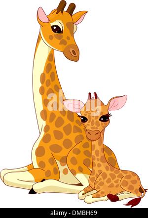 Mutter-Giraffe und Baby-giraffe Stock Vektor