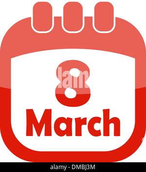 Symbol des 8. März in einem Kalender Stock Vektor