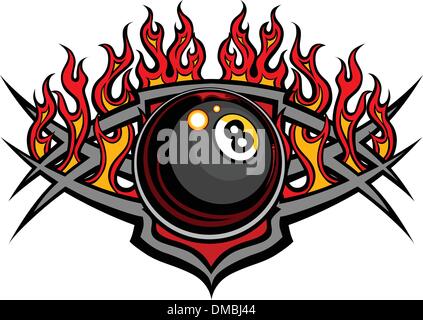 Billard Eight Ball flammenden Vector Design-Vorlage Stock Vektor