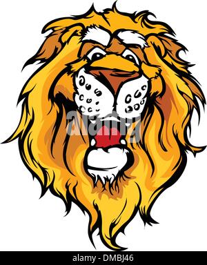 Lächelnde Cartoon Löwe Maskottchen Vektorgrafik Stock Vektor