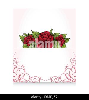 romantischen Brief mit Blumenstrauß Rosen Stock Vektor