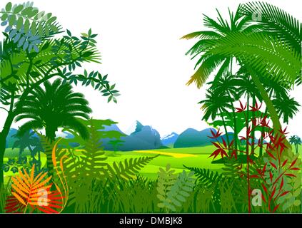 Dschungel mit Palmen Stock Vektor