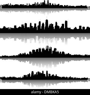 Stadtansichten-Silhouetten-Hintergrund Stock Vektor