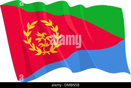 Politischen wehende Flagge von Eritrea Stock Vektor