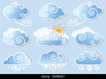 blauer Himmel mit Wolken, Vektor Stock Vektor