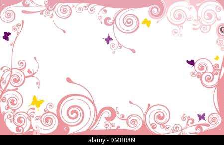 Zierrahmen aus einer vegetativen Ornament mit Schmetterling Stock Vektor