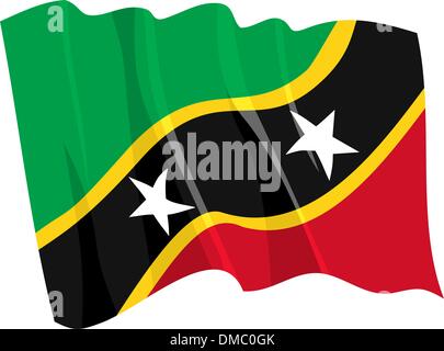 Political wehende Flagge von Saint Kitts und Nevis Stock Vektor