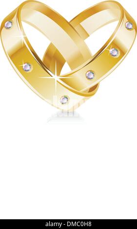 Zwei Trauringe geformte Herz Stock Vektor