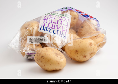 Beutel der Britischen Maris Piper Kartoffeln Stockfoto