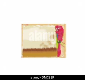 Bunte Papagei Vogel sitzt auf dem Hochsitz am Strand Stock Vektor