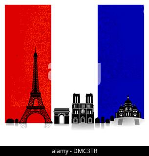 Frankreich mit Flagge Stock Vektor