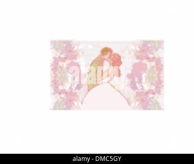 elegante Hochzeitseinladung mit Küssen Hochzeitspaar Stock Vektor