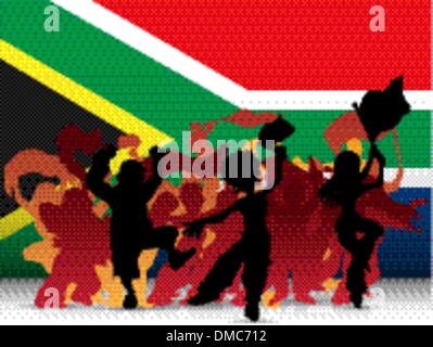 Südafrika Sport Fan Publikum mit Flagge Stock Vektor