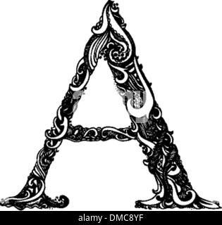 Großbuchstabe A - kalligraphische Swirly Vintage-Stil Stock Vektor