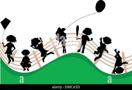 Silhouetten cartoon Kinder party Stock Vektor