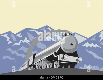 Steam Train Lok Bergen Retro Stock Vektor