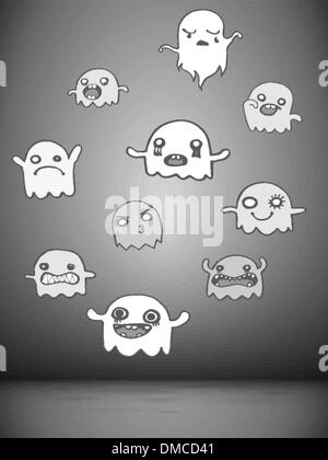 Satz von 10 niedliche Geister Aufkleber. Vektor-Bild Stock Vektor