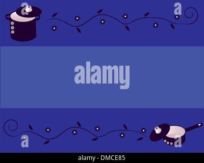 Töpfe und Pfannen blauer Hintergrund Stock Vektor