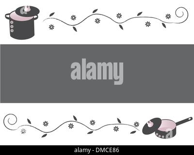 Töpfe und Pfannen grauer Hintergrund Stock Vektor