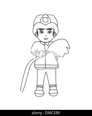 Feuerwehrmann in Form auf weißem Hintergrund Stock Vektor