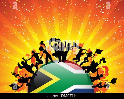 Südafrika Sport Fan Publikum mit Flagge Stock Vektor