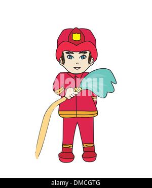 Skizzenhafte Darstellung der Feuerwehrmann Stock Vektor