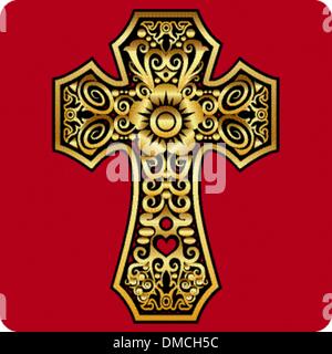 Goldenen Kreuz ornament Stock Vektor