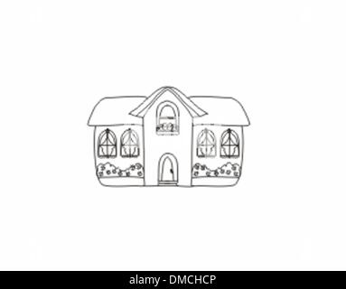 Skizze-Doodle-Haus-Vektor-Illustration Stock Vektor
