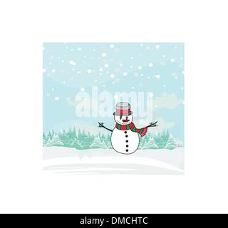 Weihnachtskarte mit niedlichen Schneemann Stock Vektor