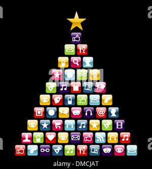 Multimeedia Symbole Weihnachtsbaum Stock Vektor