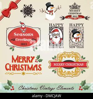Vintage Weihnachten-Elemente festlegen Stock Vektor