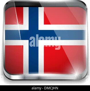 Norwegen Flagge Smartphone Anwendung Square Buttons Stock Vektor