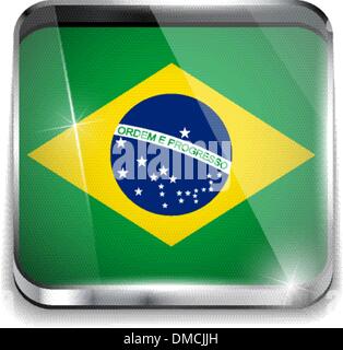 Brasilien Flagge Smartphone Anwendung Square Buttons Stock Vektor