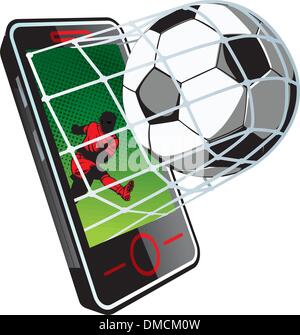 Fussball News auf Handy Stock Vektor