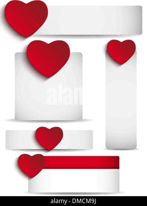 Valentinstag-Satz von fünf Aufkleber Stock Vektor